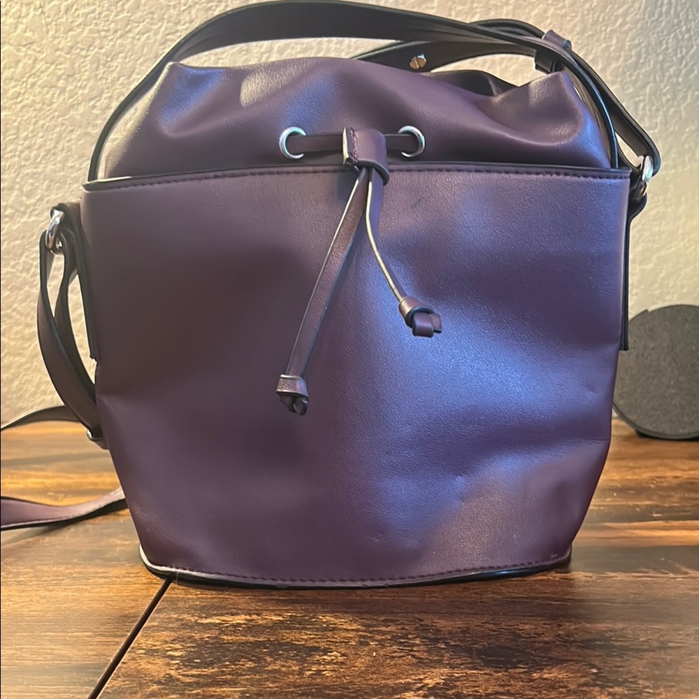 French Connection Dane Drawstring Purple Bucket Bag